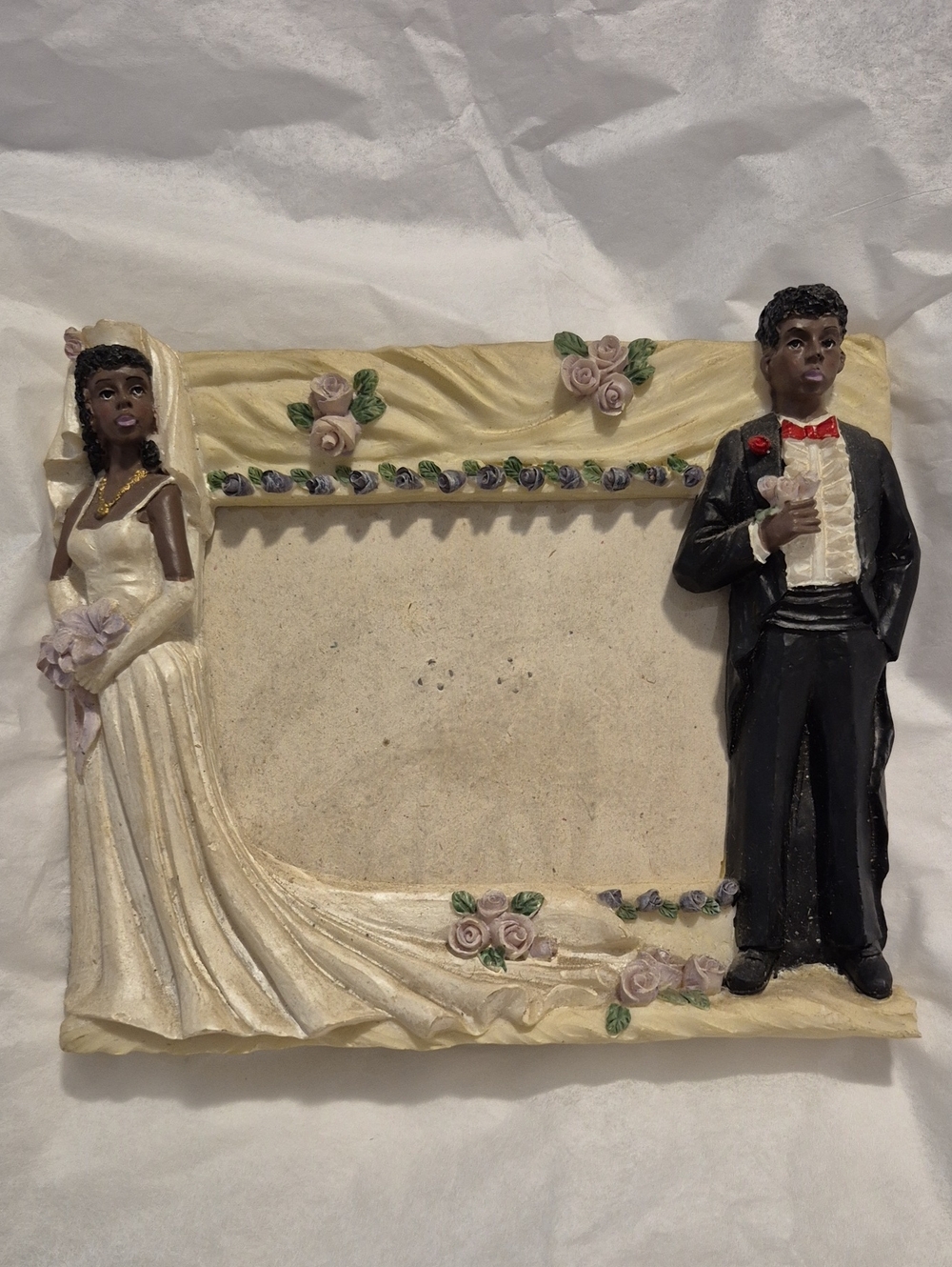 Vintage Bridal Couple Decorative Picture Frame in Ivory and Black